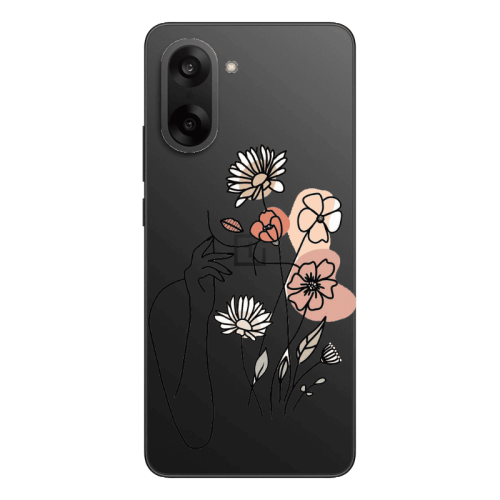 Oneplus Nord CE 5 Lady with Flowers Transparent Silicone TPU Θήκη